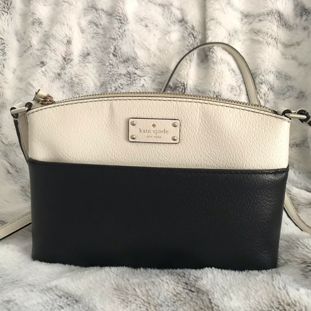 Kate Spade Grove Street Millie leather crossbody bag black and cream purse